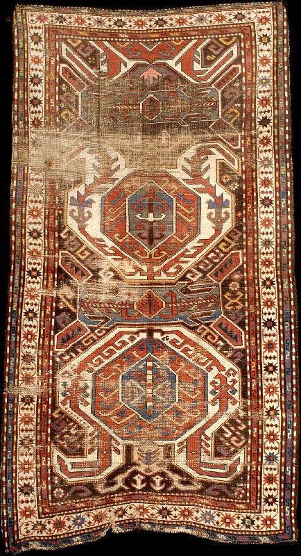 Lenkoran antik, Ostkaukasus, reine Naturfar ben, 19.Jahrhundert, Wolle geknÜpft auf Wolle, ca. 240 x 127 cm, Erhaltung: 4 (gebrauchsspur en), ...
