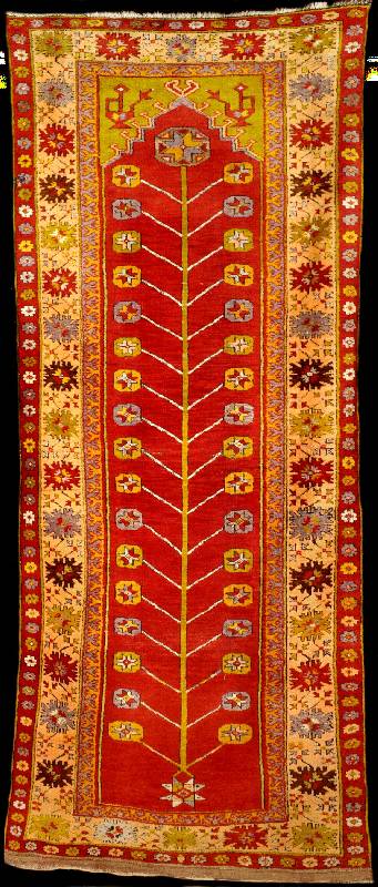 Anatolischer Lebensbaumteppich alt, TÜrkei Anatolien, mit Naturfarben, um 1920, leuchtend e Wolle geknÜpft auf Wolle, ca. 290 x 125 cm, ...