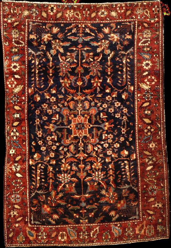 Seltener Farahan antik, Westpersien Sarogh- Gebiet, reine Pflanzenfarben, ende 19.Jahrhund ert, feine Wolle geknÜpft auf Baumwolle, ca. 1 51 x 103 ...