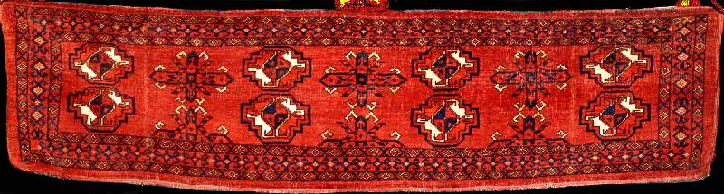 Ersari Torba antik, Turkmenistan, ende 19.J ahrhundert, glanzreiche leuchtende Wolle geknÜ pft aud Wolle, ca. 149 x 39 cm, mittelfeine Kn Üpfung, ...