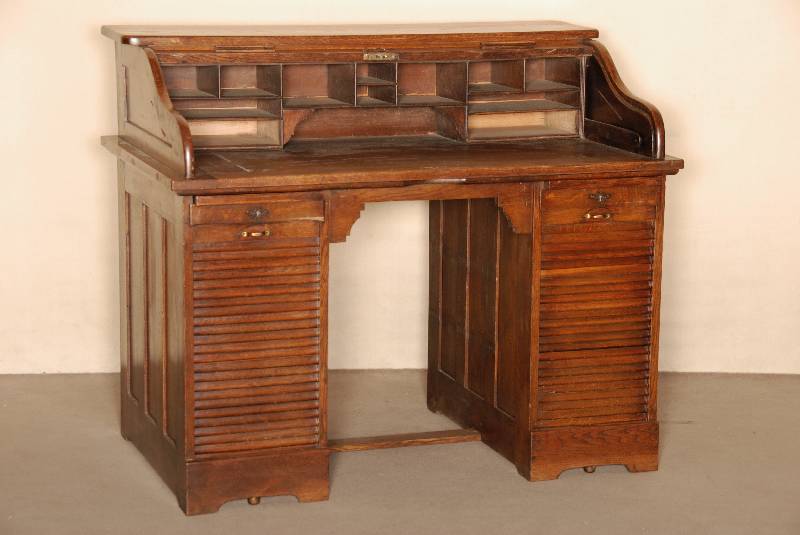 RollsekretÄr, deutsch, um 1905/10, Korpus Weichholz, Buche und Eiche massiv, auf Rahmen gearbeitet, sparsame Inneneinrichtung mit AblagefÄchern, ...