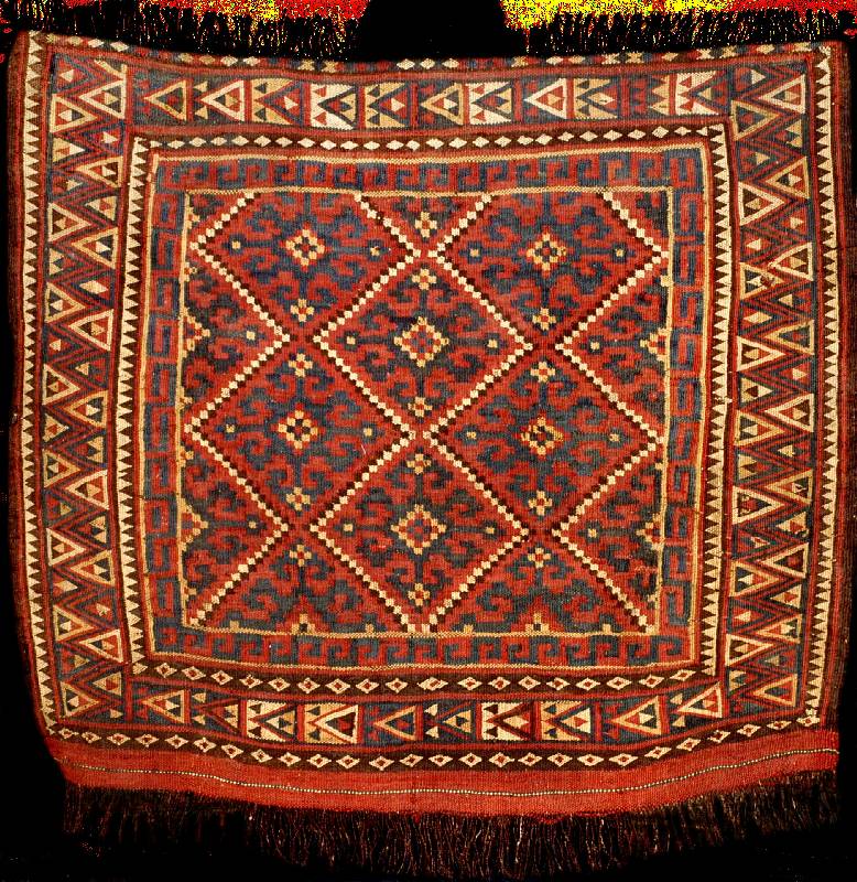 Sehr seltener Sumakh antik, Turkmenistan, r eine Pflanzenfarben, um 1900, Wolle geknÜpft a uf Wolle, ca. 90 x 78 cm, feine KnÜpftechnik, feiner ...