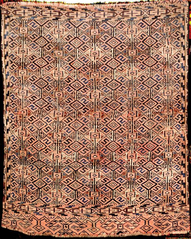 Seltener kleiner Jomud antik, Turkmenistan, ende 19. Jahrhundert, feine glanzreiche Wolle geknÜpft auf Wolle, ca. 65 x 55 cm (ungewÖhnl iches ...