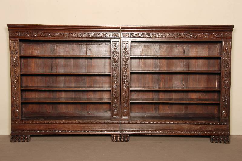 BÜcherregal, deutsch, um 1900, im Renaissancestil, Eiche massiv, Front mit reicher Holzbildhauerarbeit von hoher QualitÄt im Stil von 1520/30, ...