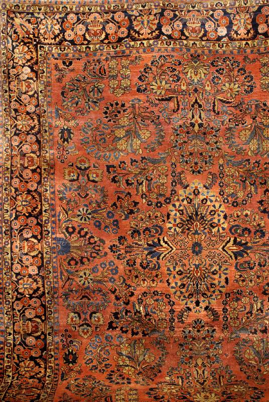 Sarogh antik (US Re Import), Persien um 1900, Korkwolle, ca. 343 x 280 cm, EHZ: 2-3 (altersbedingt guter Erhaltungszustand), selte n u. sammelw., ...