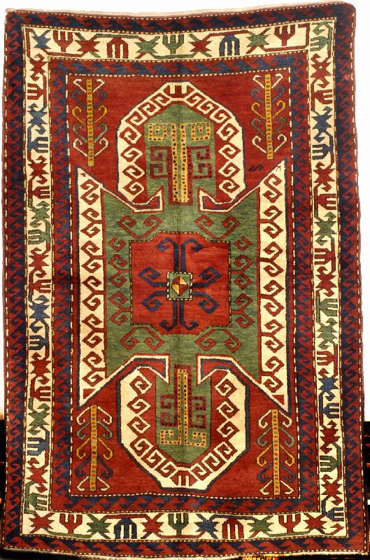Sewan Kazak, Kaukasus, um 1900, Wolle auf Wolle, ca. 217 x 145 cm, EHZ: 2 (minim. Restau rierung, sonst sehr gut erhalten, sehr gute Erhaltung des ...