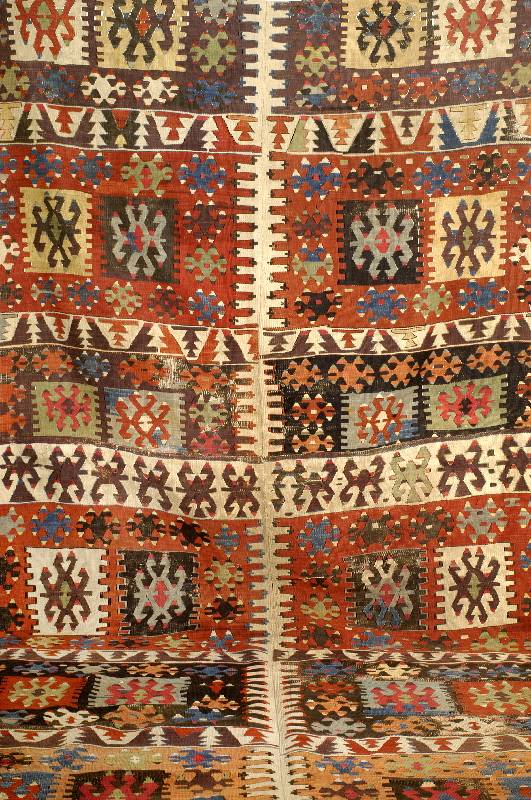 Anatolischer Schlitzkelim Antik, TÜrkei um 1890, Wolle auf Wolle, ca. 324 x 156 cm, EHZ: 4-5