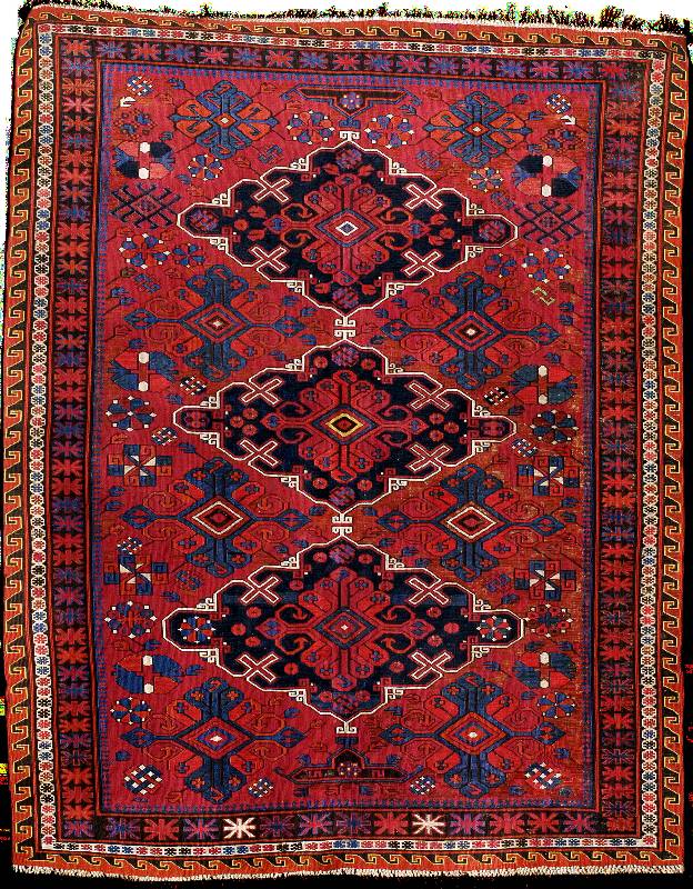 Sumakh antik, Kaukasus (Daghestan), um 1900 /1910, Wolle geknÜpft auf Wolle, ca. 187 x 147 cm (ungewÖhnliches Format), Erhaltung: 3 (gut er ...