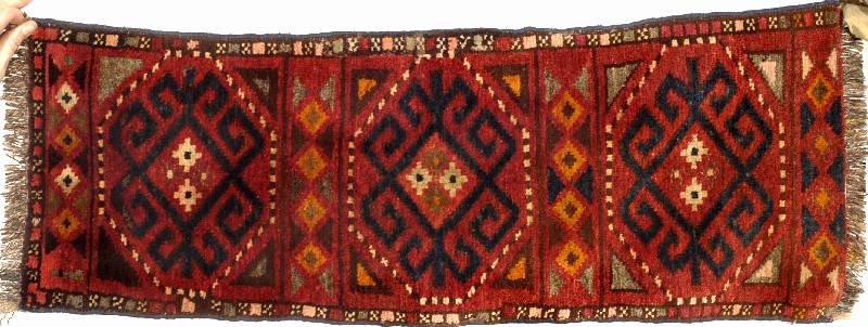 Hervorragende Kirgisen-Napramatsch antik, K irgistan Ferganatal, leuchtende Naturfarben, 1 9. Jahrhundert, Wolle auf Wolle, ca. 91 x 34 c m, EHZ: 2, ...