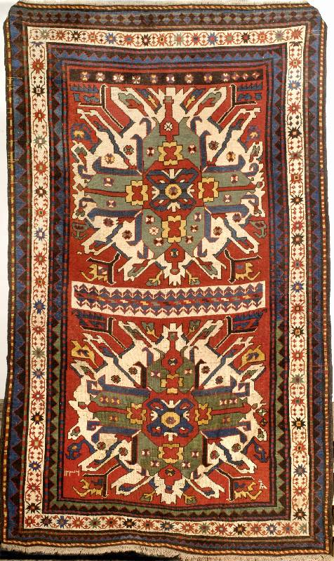 Datierter Adler Kazak antik, auch sogenater Tschelaberd, Kaukasus, reine Naturfarben, dat. 1336 = um 1916, Wolle gekn. auf Wolle, ca. 250 x 148 cm, ...