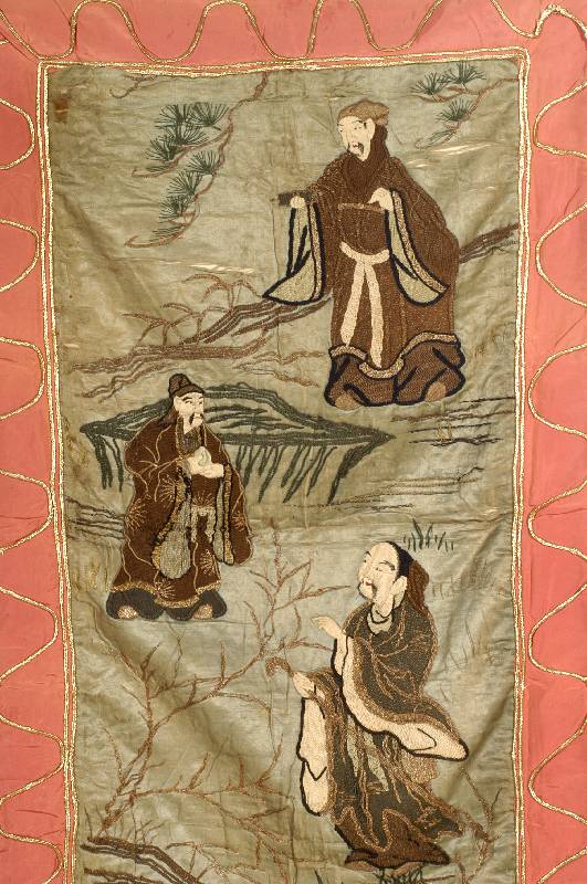 China Seidenstickerei antik, China um 1880, reine Naturseide, ca. 120 x 70 cm, EHZ: 3