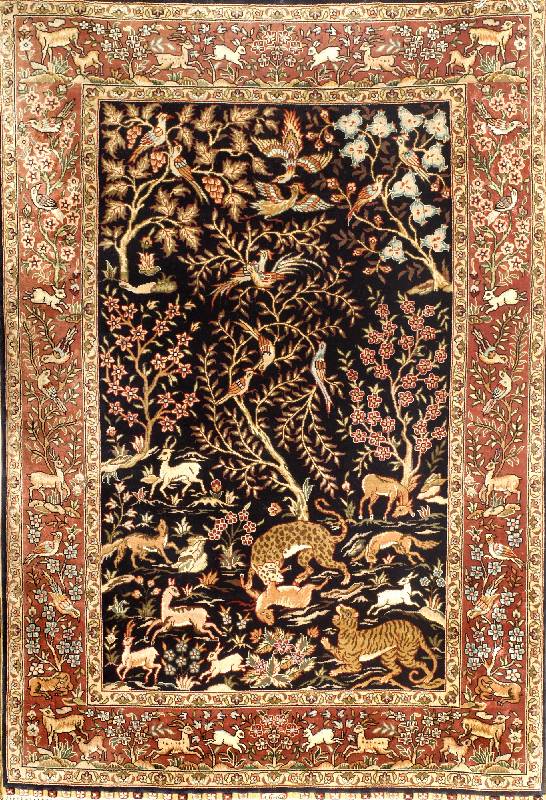 Hereke fein, ca. 20 Jahre, reine Naturseide, ca. 93 x 63 cm, EHZ: 2, ca. 1,0 Mio. Kn/qm