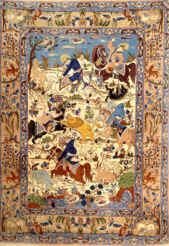 Esfahan fein, Persien, ca. 40 Jahre, Korkwolle auf Seide, ca. 150 x 109 cm, SchÄtzwert: 3500.- EURO, ca. 1,0 Mio. Kn/qm, EHZ: 2