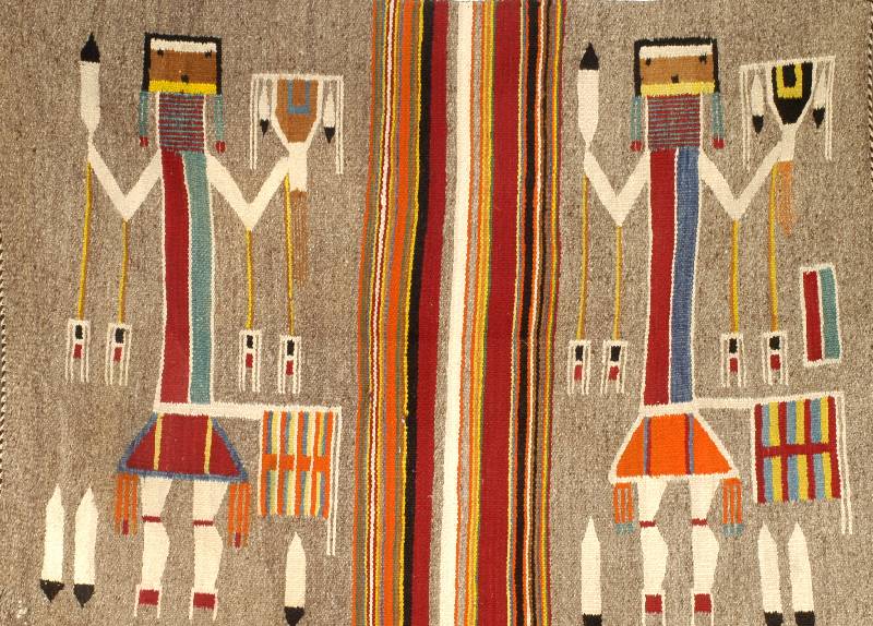 Navao Kelim alt, SÜdamerika um 1910, Wolle auf Wolle, ca. 127 x 93 cm, EHZ: 2-3