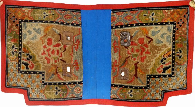 Seltener Sattel antik, Tibet um 1900, Wolle auf Baumwolle, ca. 120 x 86 cm, EHZ: 2 (sehr guter Zustand) selten u. sammelwÜrd., schÖne, alte ...