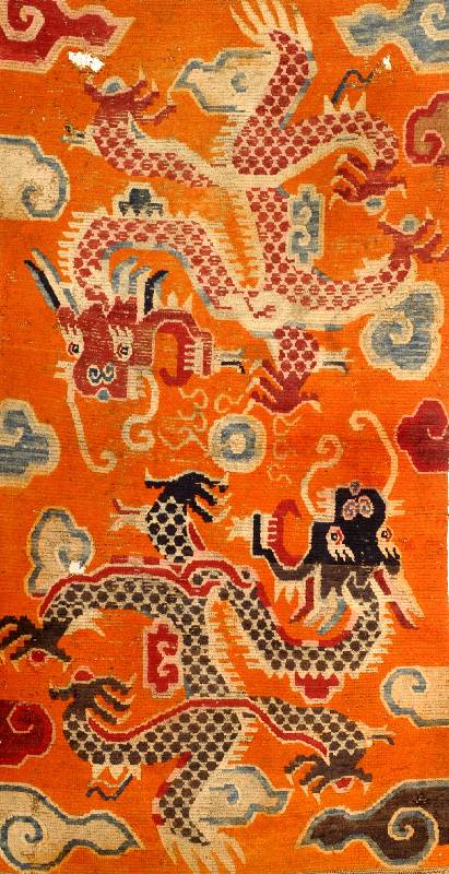 Drachenteppich Tibet antik, Tibet um 1880, Wolle auf Baumwolle, ca. 163 x 87 cm, EHZ: 4-5