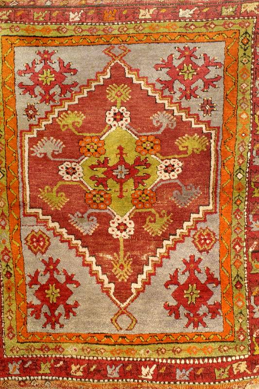 Westanatolischer Dorfteppich, antik, TÜrkei um 1900, Wolle auf Wolle, ca. 123 x 100 cm, EHZ: 3-4