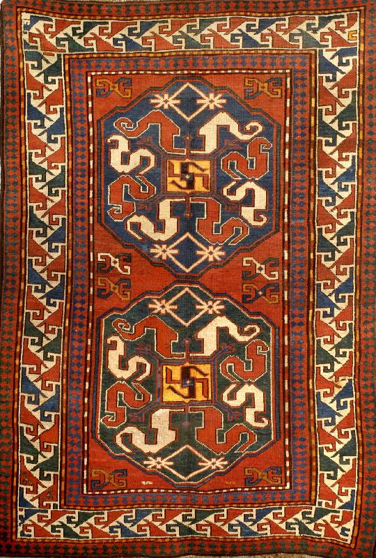 Wolkenband-Kazak antik, sog. Chondzoresk, Kaukasus um 1900, Wolle auf Wolle, ca. 193 x 136 cm, EHZ: 2-3 (gesamt gut erhalten, oxidier tes Braun), ...