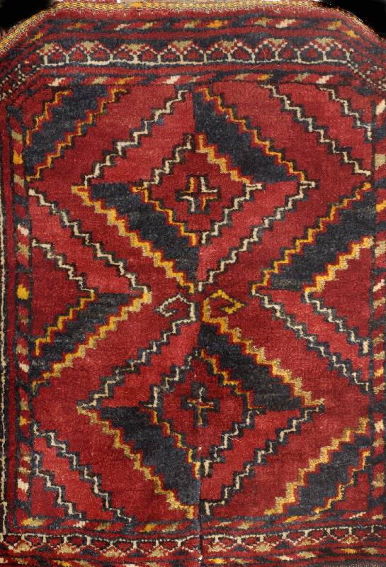 Beshir Sattel alt, Turkmenistan um 1920, Wolle auf Wolle, ca. 57 x 55 cm, EHZ: 2