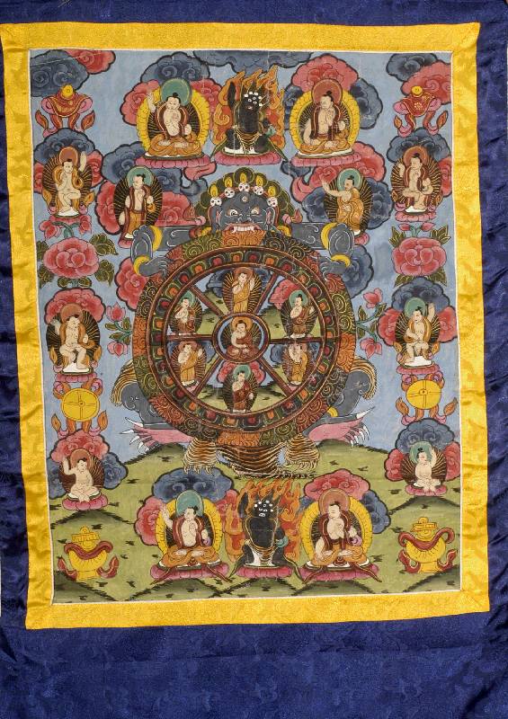 Tanka antik, Tibet, um 1920, Wachspapier mit Seide, ca. 77 x 57 cm, SchÄtzwert: 1200.- EURO, EHZ: 2-3