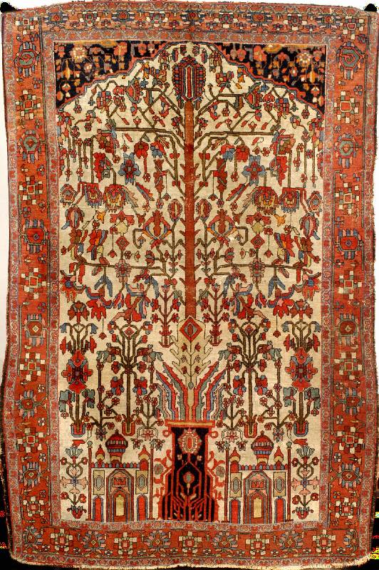 Farahan antik, Westpersien, um 1890/1900, Wolle auf Baumwolle, ca. 195 x 128 cm, EHZ: 4-5, selten u. sammelwürdig, dekoratives, seltenes Muster, ...