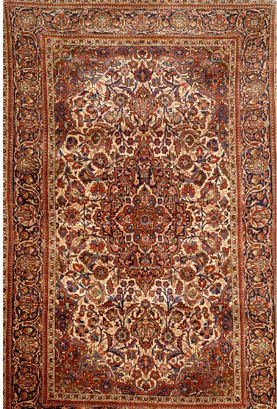 Weißgrundiger Keschan Kork a, Zentralpersien, um 1910/1920, Korkwolle, ca. 210 x 134 cm, EHZ: 2-3