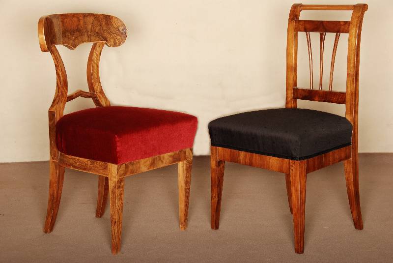 Schaufelstuhl, Österreich/Wien, um 1810/15, Korpus Weichholz, Wurzelnußfurnier gespiegelt verlegt, Polsterung und Bezug sekundÄr, restauriert, ...