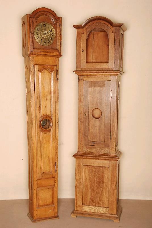StanduhrengehÄuse, westdeutsch/Pfalz/Richtung ZweibrÜcken, z.T. um 1780/1800, Eiche massiv, auf Rahmen gearbeitet, 3-fach gegliedert, ...