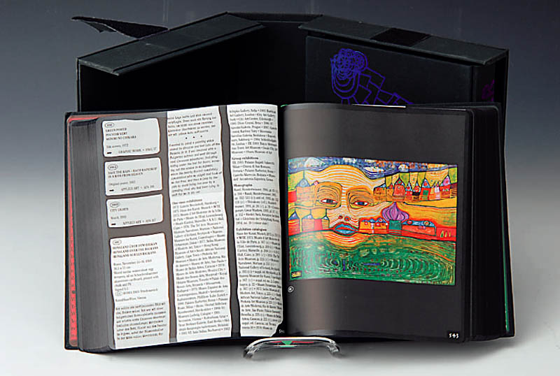 F. Hundertwasser, Werksverzeichnis 1928-2000, Taschen-Verlag, zwei BÄnde in 10 Farben gedruckt, in samtbeflockter Leinenkassette, diese z.T. ...