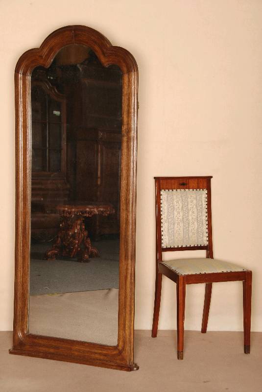 Spiegel, deutsch, um 1860, Louis-Philippe, Eiche z.T. massiv, Kopfteil doppelt geschweift , original altes Glas, leichte Blindstellen, ...