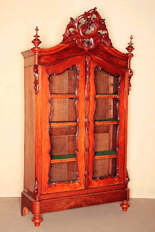 BÜcher- bzw. Mehrzweckschrank, Niederlande, um 1860, Wilhelm III, auf gedrechsleten FÜßen, Zarge mit integrierter Schublade, abgeschrÄgte Ecken ...