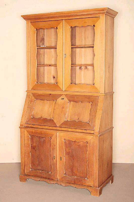 Detail a: AufsatzschranksekretÄr, deutsch/Pfalz/Baden, um 1835/45, Eiche massiv, ausgesuchtes Hirnholz, hervoragende QualitÄt, beste Verarbeitung, ...