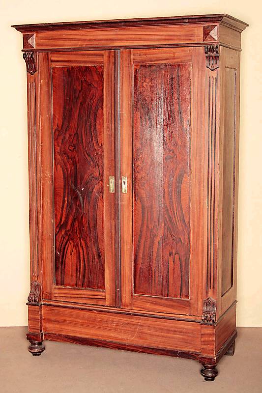 JungmÄdchenschlafzimmerschrank, deutsch, um 1870/80, GrÜnderzeit, auf Rahmen gearbeitet, Kiefer und Fichte, sogenannte Biermalerei, Palisander ...