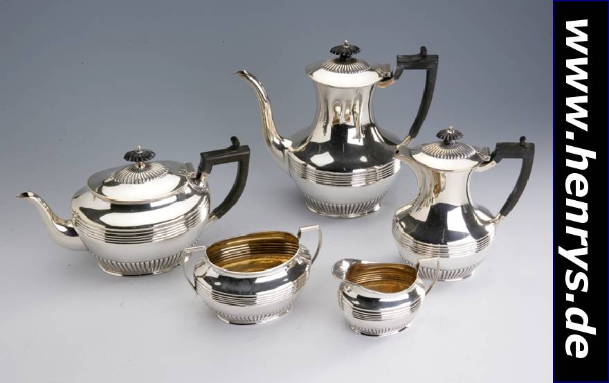 5-teiliges Kaffee- bzw. Teeset, Sheffield 1895, 925er Silber, Vertreiber Pearce & Sons Leeds Meistermarke HS - Henry Stratford, einer der ...