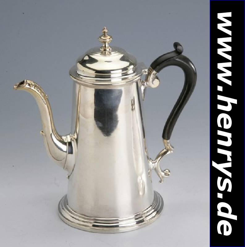 Kaffeekanne, London 1905, 925er Silber, Meistermarke ASPREY - eine der weltbekanntesten Gold- und Silberschmieden, konservativ, elegant, ...