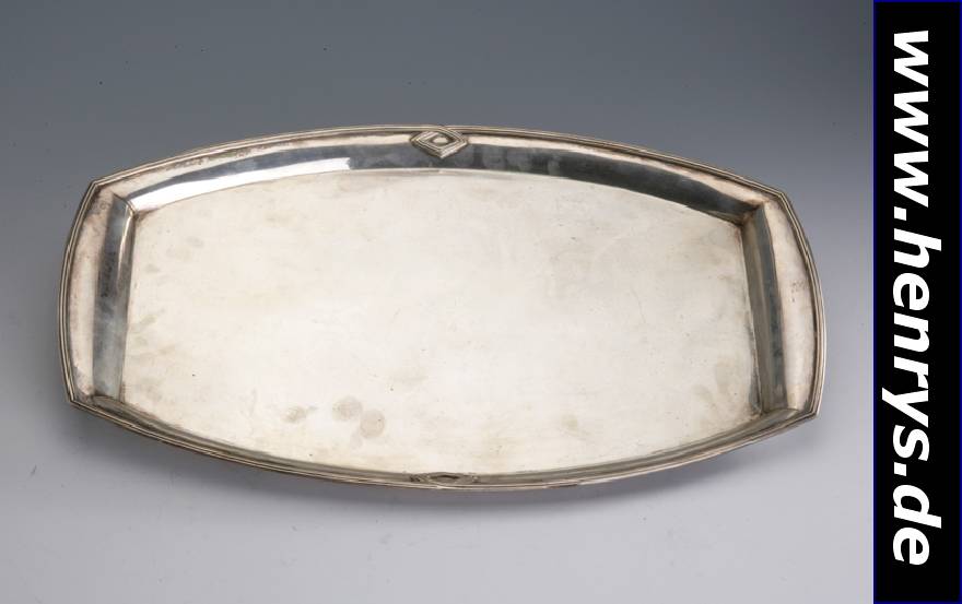 Großes Tablett, Koch & Bergfeld, um 1910, 800er Silber, Jugendstil, schwere Qual., Maße ca. 46 x 28 cm, Gew. ca. 1110 g