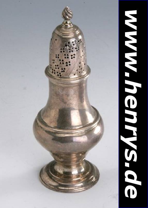 Zuckerstreuer, England, London um 1820, 925er Silber, Meistermarke TW, H ca. 14 cm, ca. 106 g