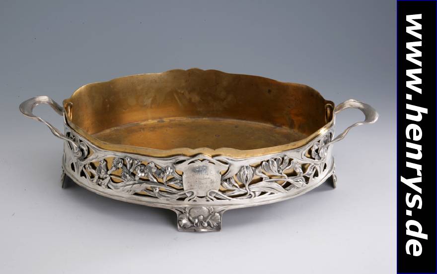 Anbietschale/Zierschale, Jardiniere, deutsch um 1900/01, Bruckmann & Söhne, Atelierentwurf, Modellnr. 7029, erstmals angefertigt 1899, Außenschale ...