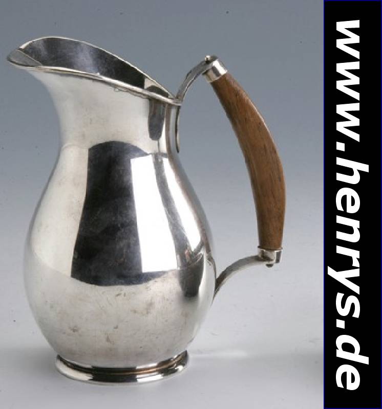 Kännchen, Dänemark 50er Jahre, 830er Silber, Holzgriff, klares Design, H ca. 16 cm