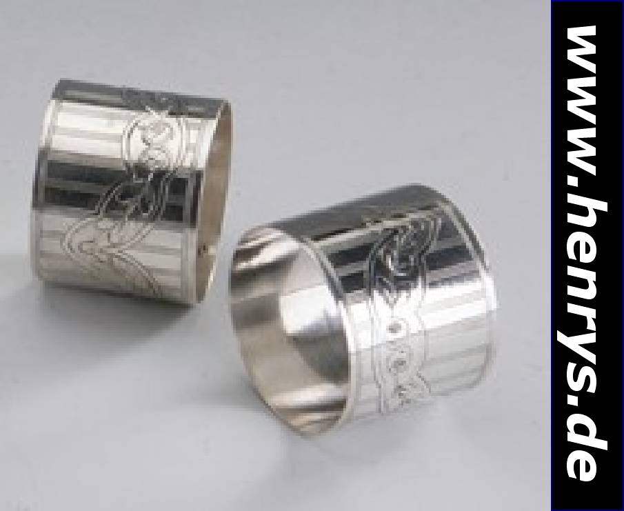 Paar Serviettenringe, Frankreich um 1900, 950er Silber, reiner Klassizismus, umlaufenderfloraler Dekor, D ca. 4.8 cm