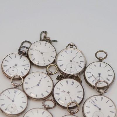 23449808a - Konvolut: 10 Taschenuhren, Schweiz um 1890, alle Silber u. Emailblätter (teils besch.), ...