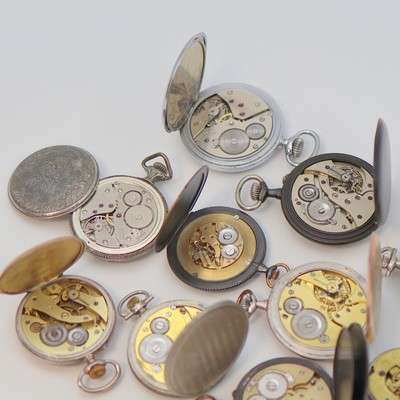 23449921d - Konvolut: 10 Taschenuhren, Schweiz um 1870 - 1920, Silber- und Metallgehäuse, Metall- ...