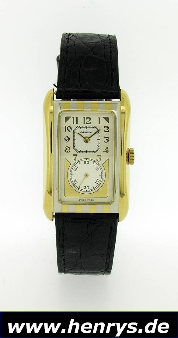 CANDINO sog. Doctors-Watch, im Stil der 30er Jahre, gefertigt um 1990, Metall hartverg., Edelstahlboden gedr., 2-farbiges Blatt, typ. aus der Mitte ...
