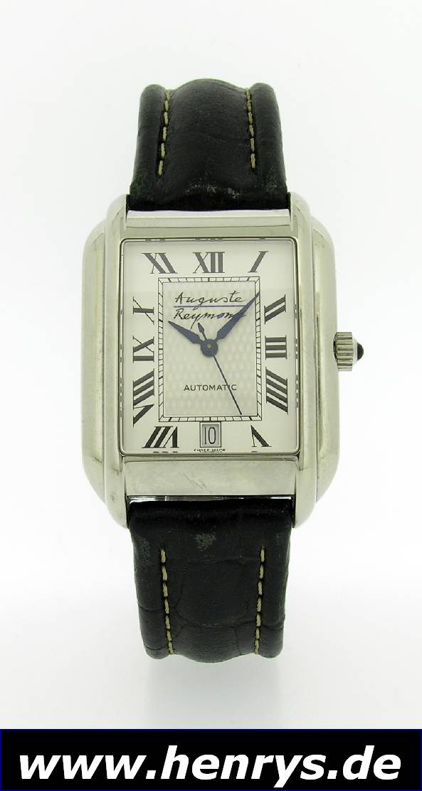 AUGUSTE REYMOND Automatik-Herrenarmbanduhr, Schweiz, Edelstahl pol., beids. Saphirvergl., gestufte Rectangulärform, M. ca. 43 x 32 mm, vers. ...