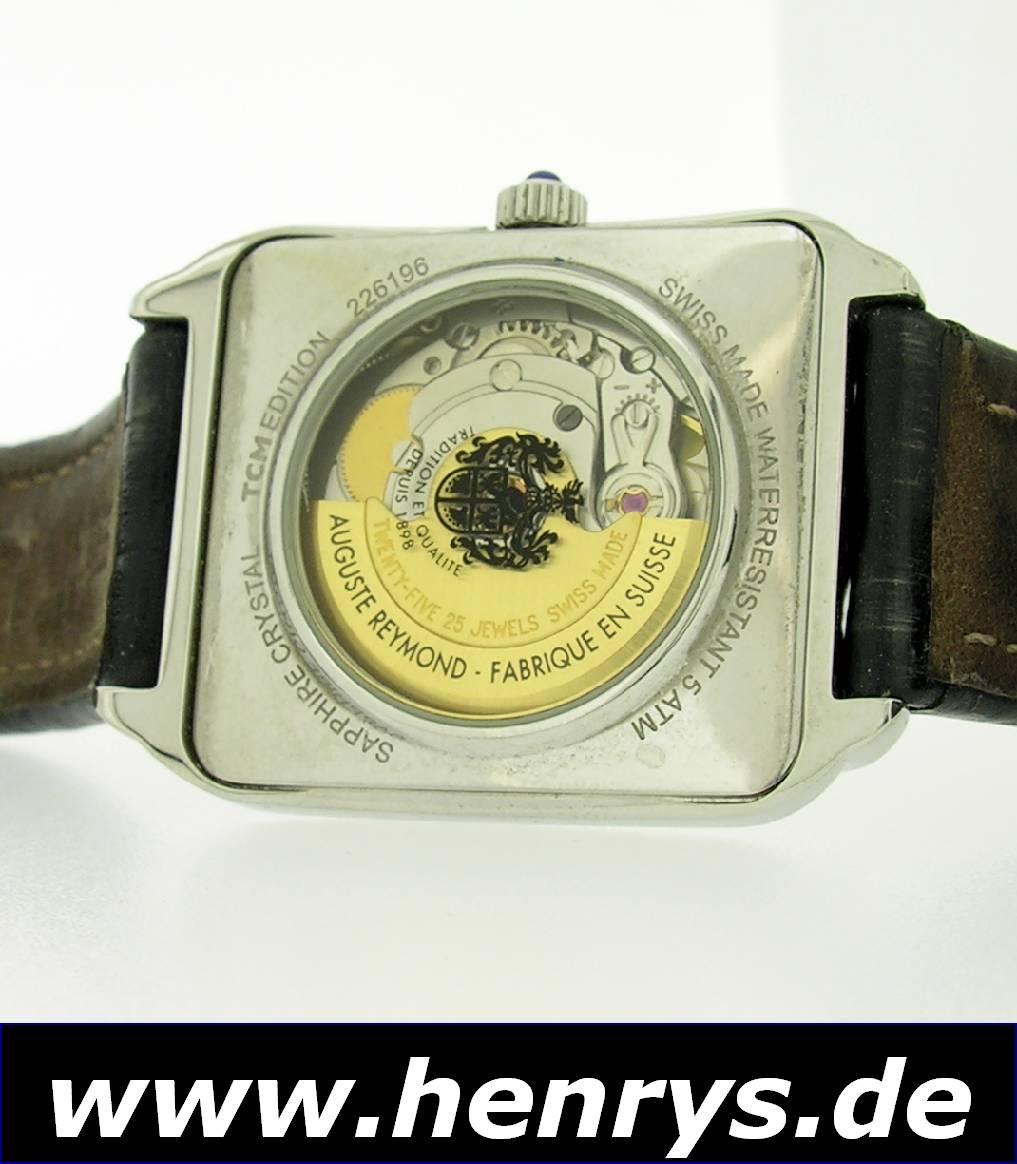 Detail a: AUGUSTE REYMOND Automatik-Herrenarmbanduhr, Schweiz, Edelstahl pol., beids. Saphirvergl., gestufte Rectangulärform, M. ca. 43 x 32 mm, vers. ...