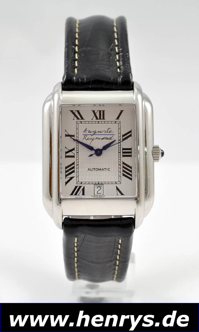 AUGUSTE REYMOND Herrenarmbanduhr, Automatik,Schweiz um 2000, Edelstahl pol., orig.-Papiere, Garantiekarte unausgef., Reptilband mit Stiftschl., ...