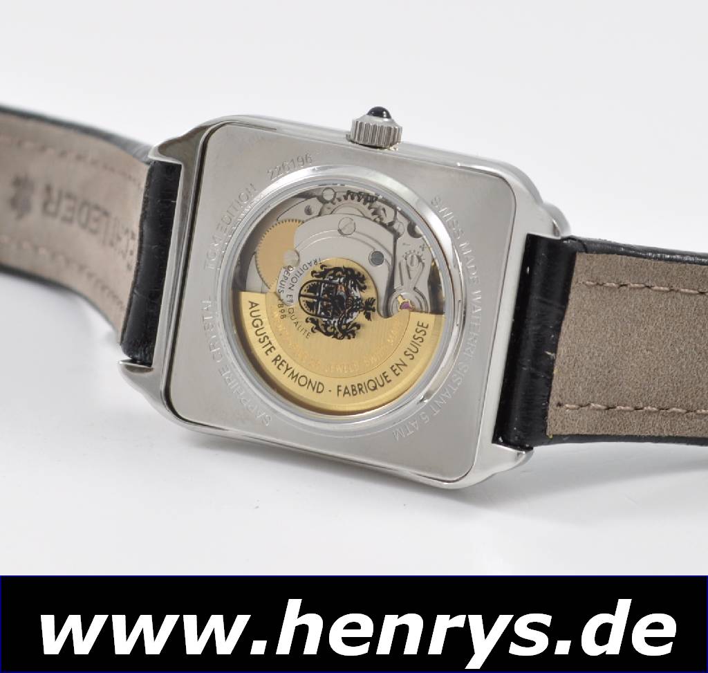 Detail a: AUGUSTE REYMOND Herrenarmbanduhr, Automatik,Schweiz um 2000, Edelstahl pol., orig.-Papiere, Garantiekarte unausgef., Reptilband mit Stiftschl., ...