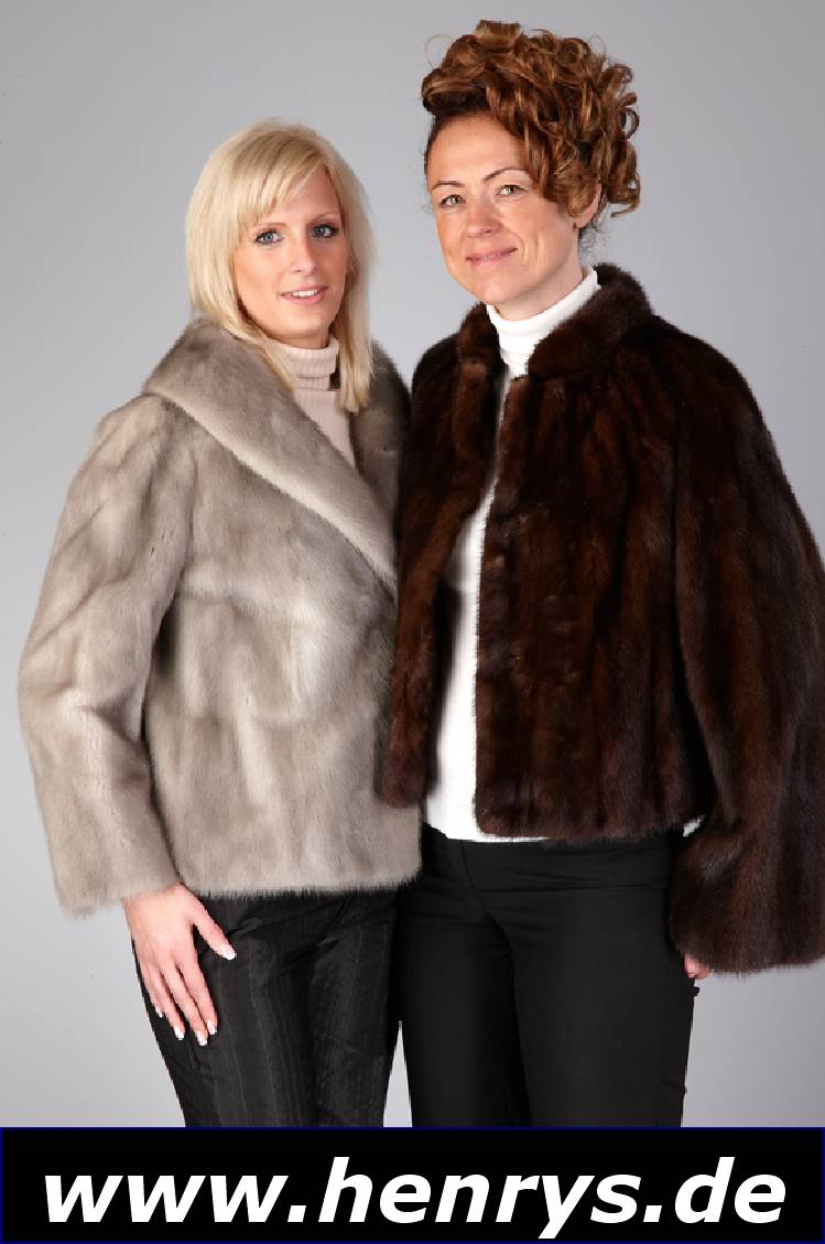 Konvolut 2 Nerz-Kurzjacken, 1 x silbergrau, Gr. ca. 38, Saga-Mink, Label: Haus der Pelze, Max Günzel, Offenbach/Main, Rückenl. ca. 55 cm, ...