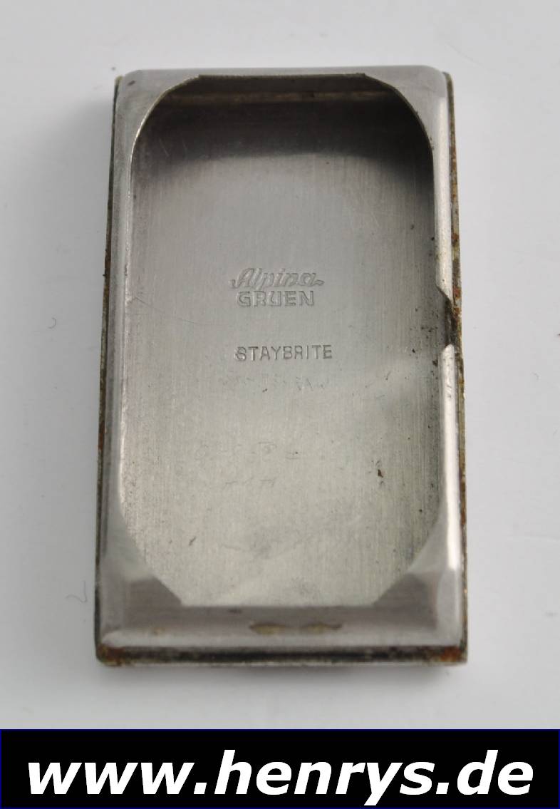 Detail b: ALPINA GRUEN seltene Herrenarmbanduhr sog. Doctors-Watch, Schweiz um 1934, typ. aus der Mitte gezogene Zeigerachsen, Anz. v. Std., Min. & dezentrale ...