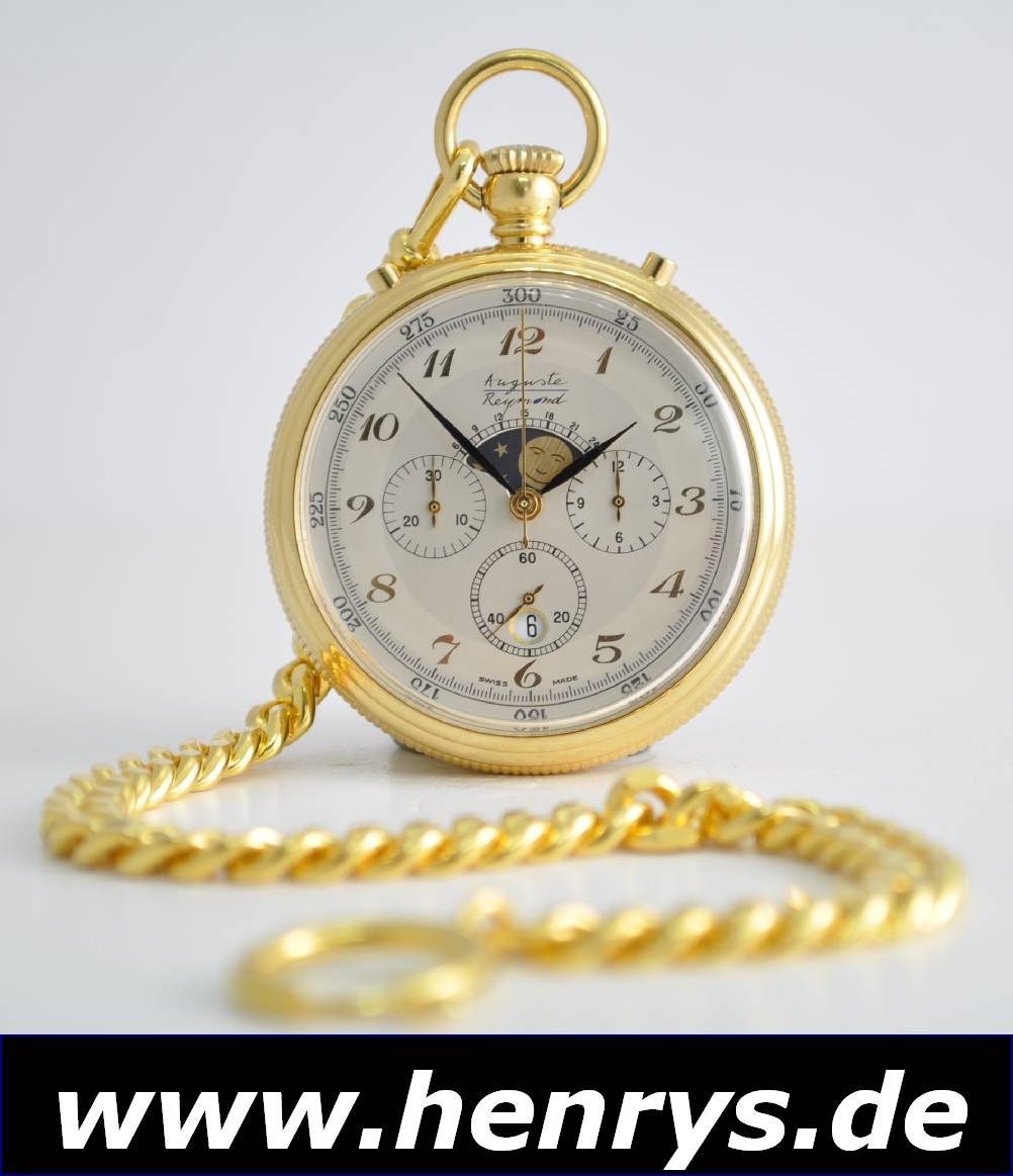 AUGUSTE REYMOND offene Herrentaschenuhr, Schweiz um 1985, Kronenaufzug, Metallgeh. hartverg., Boden & Glasrand aufgedr., Anz. v. Std., Min., kl. ...